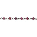 3.5mm Ruby plain rondelle Black Gold plated .925 Chain by the foot 45 pieces