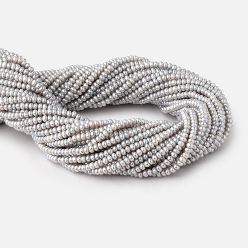 3.5mm Silver Center Drill Button Freshwater Pearls 15.5 inch 175 Beads