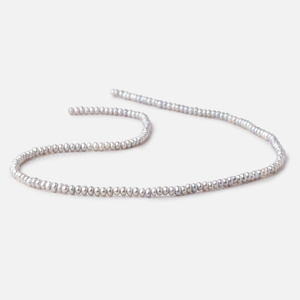 3.5mm Silver Center Drill Button Freshwater Pearls 15.5 inch 175 Beads