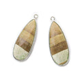 35x14mm Sterling Silver .925 Bezeled Banded Desert Jasper Pear Set of 2 pendants