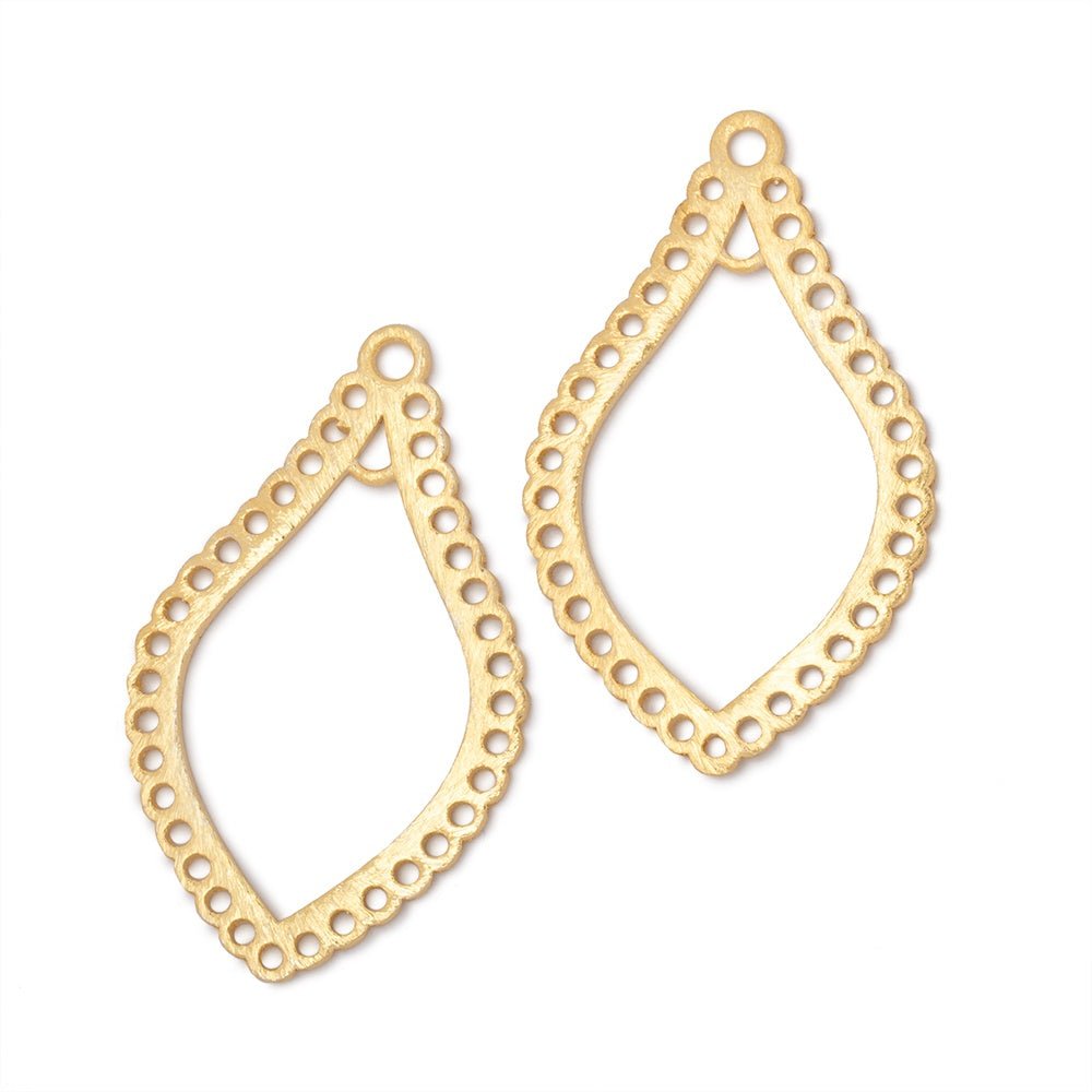 35x21mm Brushed Filigree Tear Drop Charm Set of 2 pieces