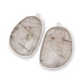 35x25mm .925 Silver Bezel Rutilated Quartz Faceted Freeform Set of 2 Pendants