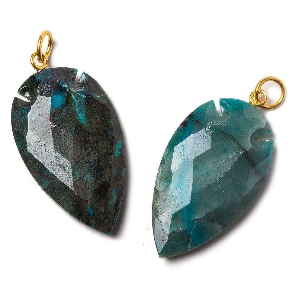 36x20mm Chrysocolla Faceted Arrowhead Focal Pendant 1 piece