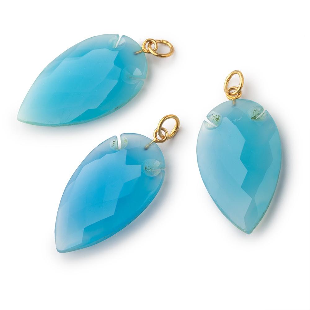 36x20mm Santorini Blue Chalcedony Faceted Arrowhead Focal Pendant 1 piece