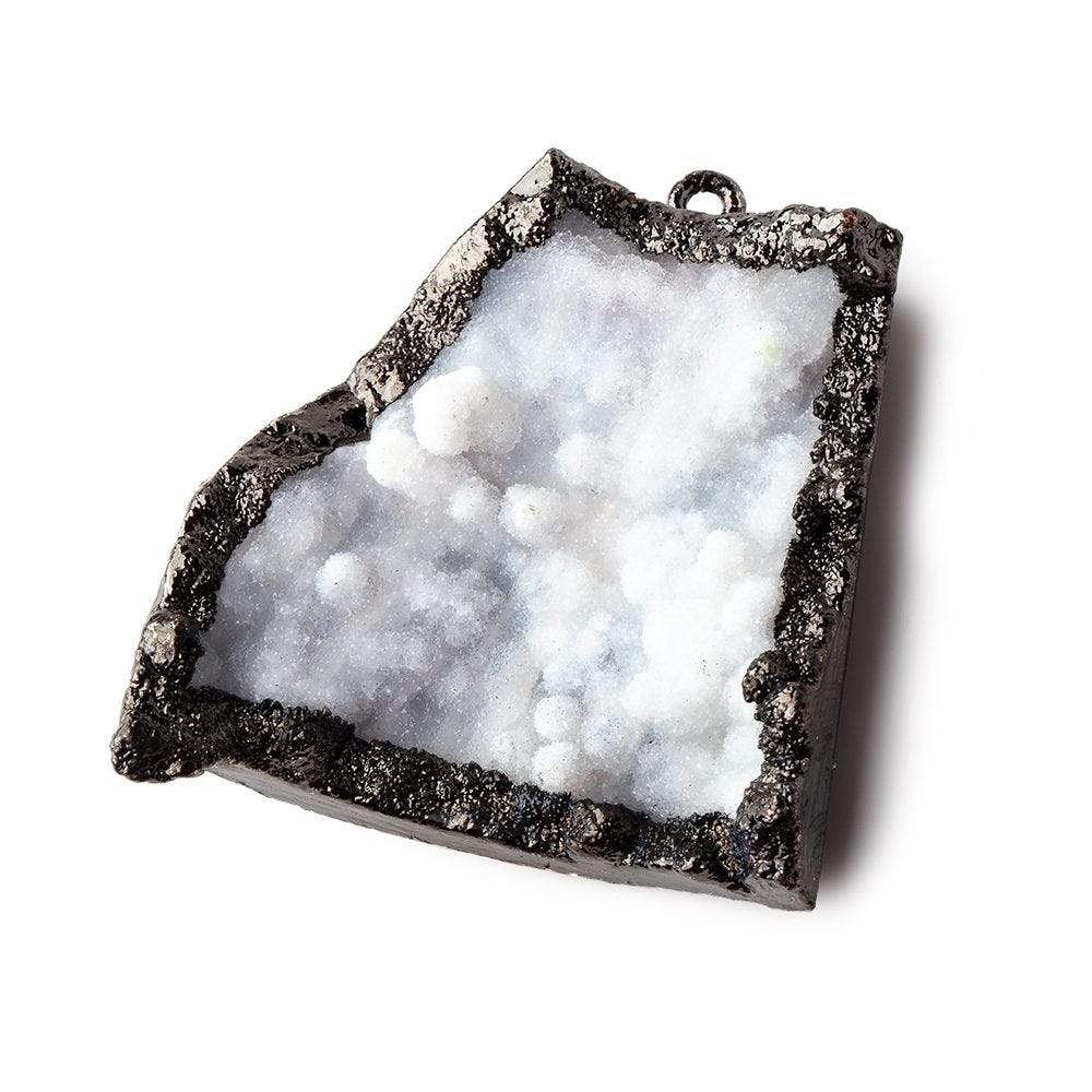 36x36mm Black Gold Leafed Gray Drusy Freeform Pendant 1 piece