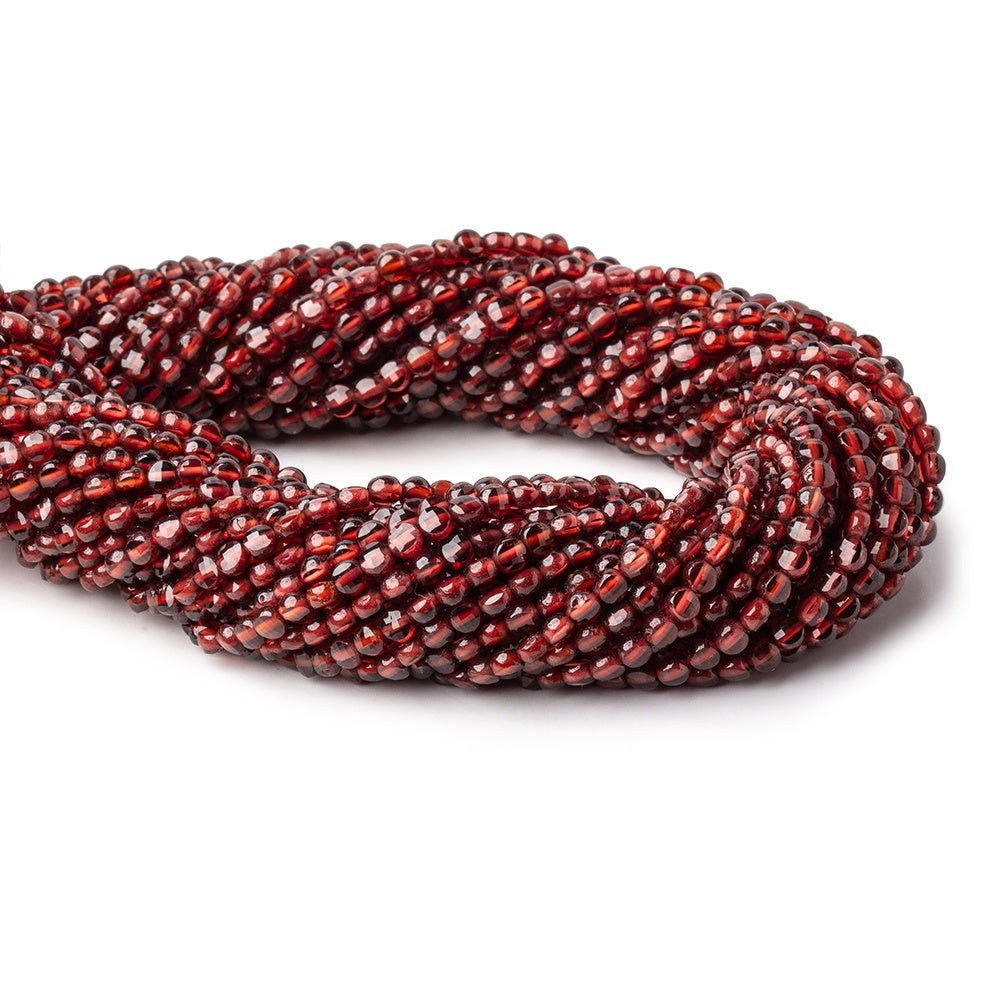 3.7mm Mozambique Garnet Checkerboard Faceted Calibrated Coins 12.5 inch 90 Beads AA