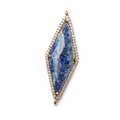 37x16mm Antique Copper Bezel CZ & Lapis Lazuli Faceted Kite Marquise Connector 1 focal bead