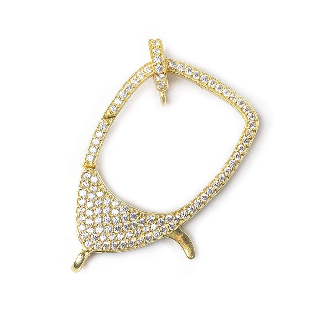 37x22mm Vermeil Pave CZ Lobster Clasp with CZ Ring 1 piece