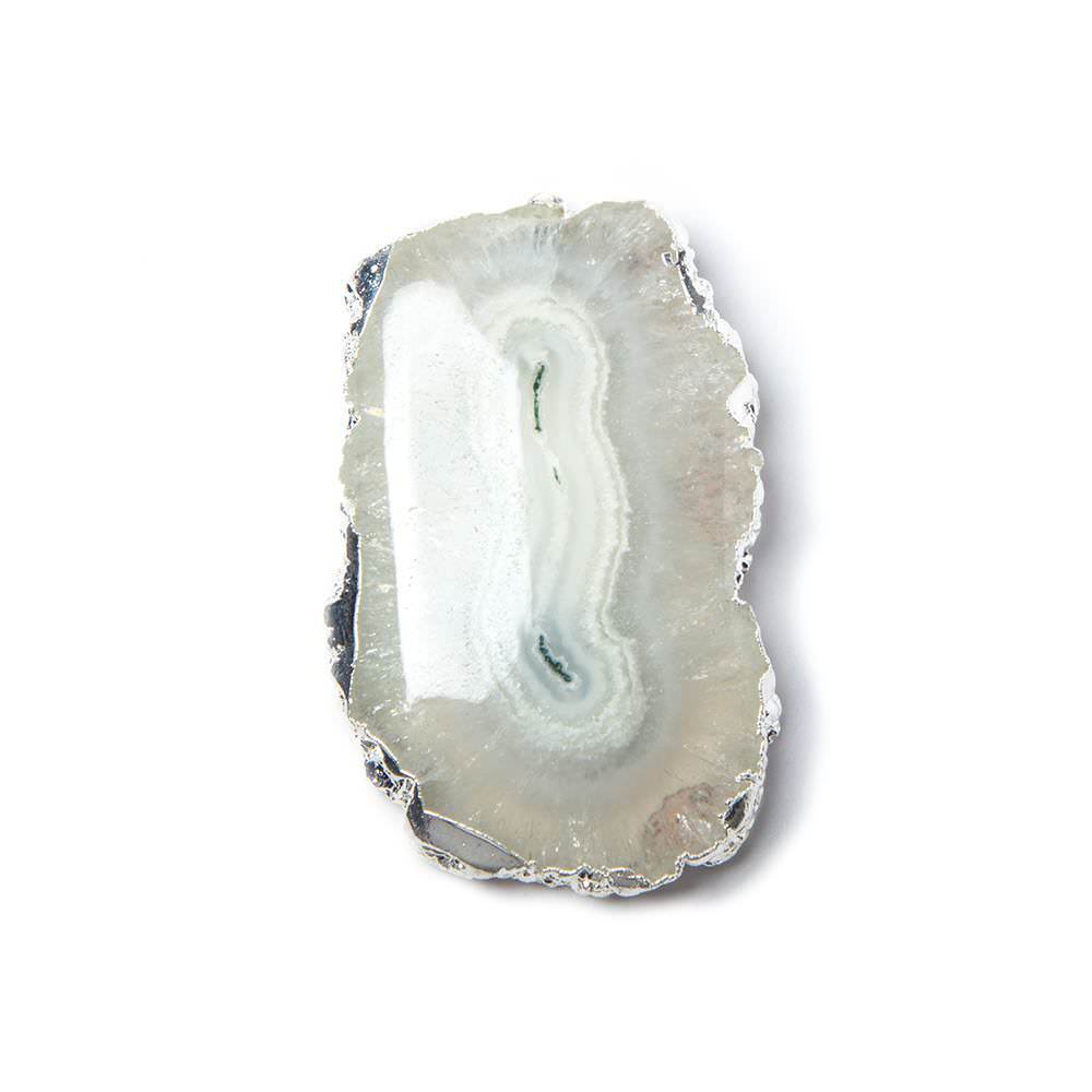 37x24mm Silver Leaf Edged Solar Quartz Stalactite Pendant 1 piece