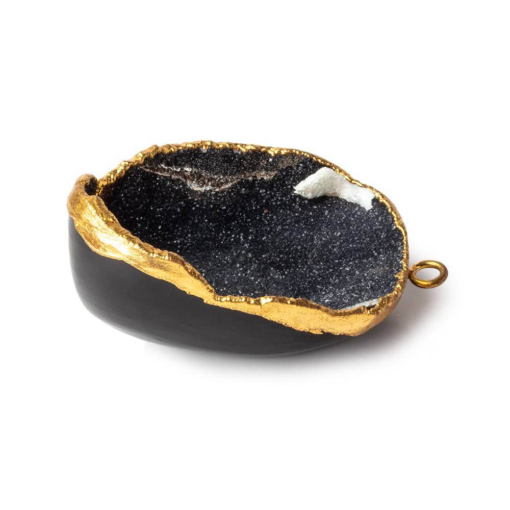 37x28x15mm Gold Leafed Black & White Concave Drusy Pendant 1 focal bead