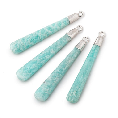 37x6mm Silver Leafed Amazonite Pear Pendant 1 focal piece
