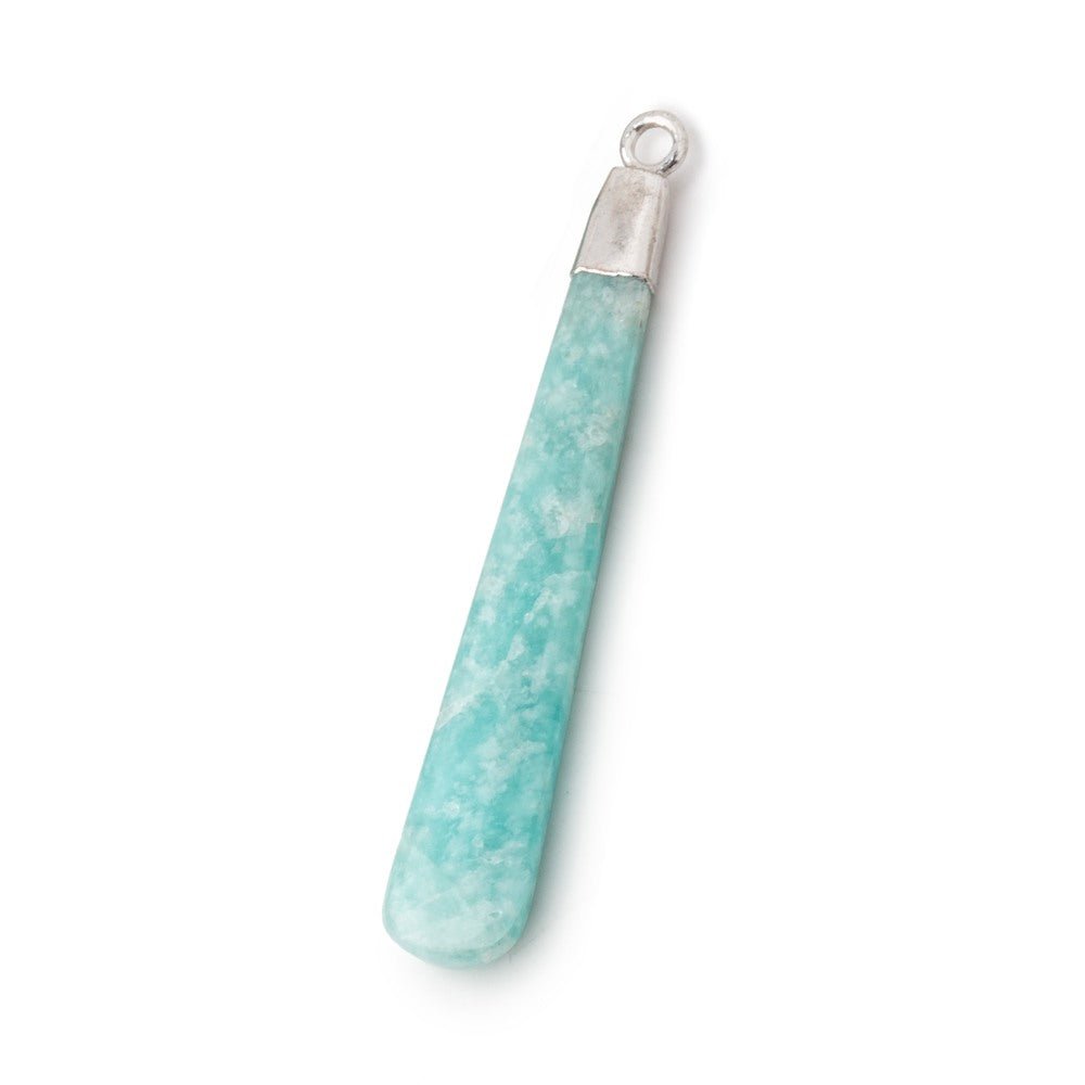37x6mm Silver Leafed Amazonite Pear Pendant 1 focal piece