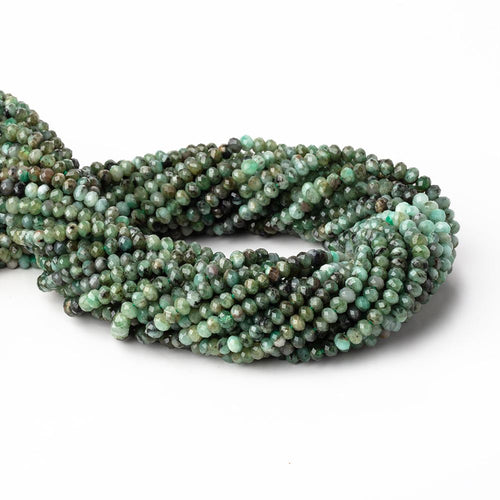 3.8-4mm Brazilian Emerald Micro Faceted Rondelle Beads 13 inch 112 pieces