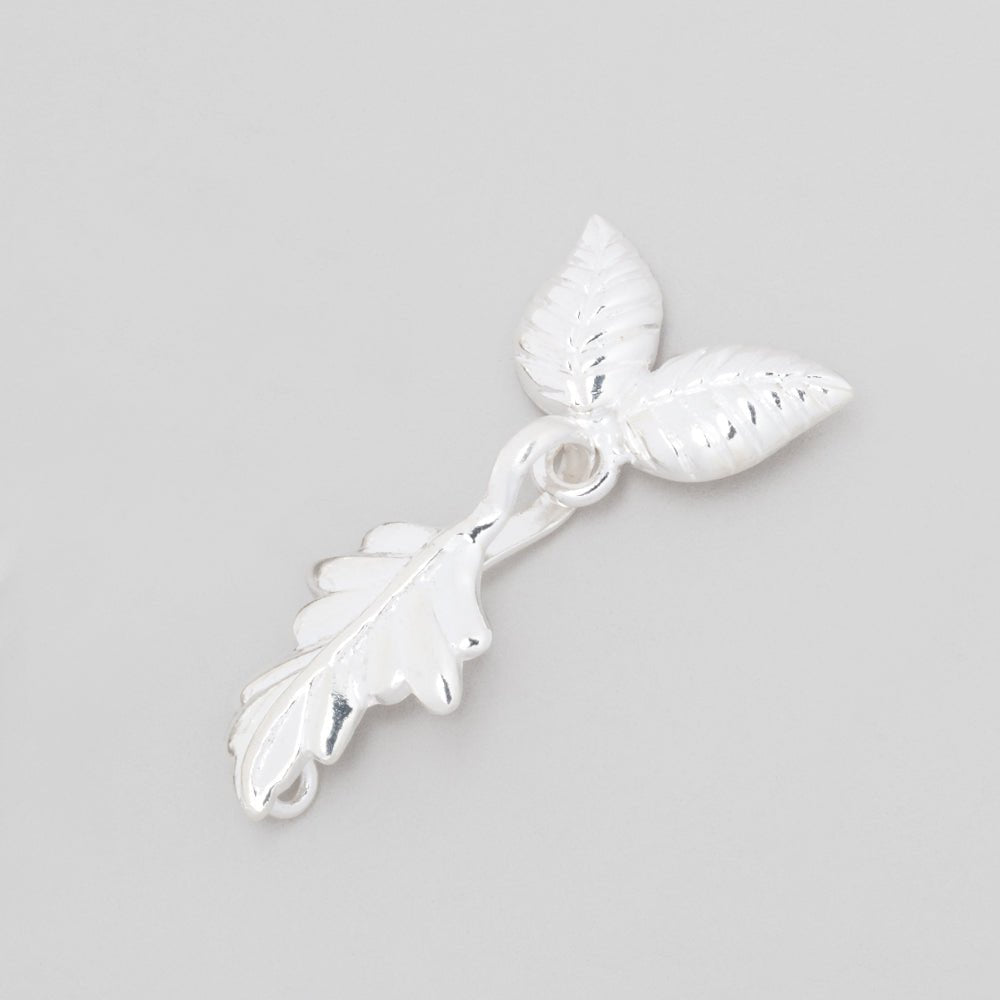 38x18mm Sterling Silver Hook and Eye Clasp with Leaves 1 piece