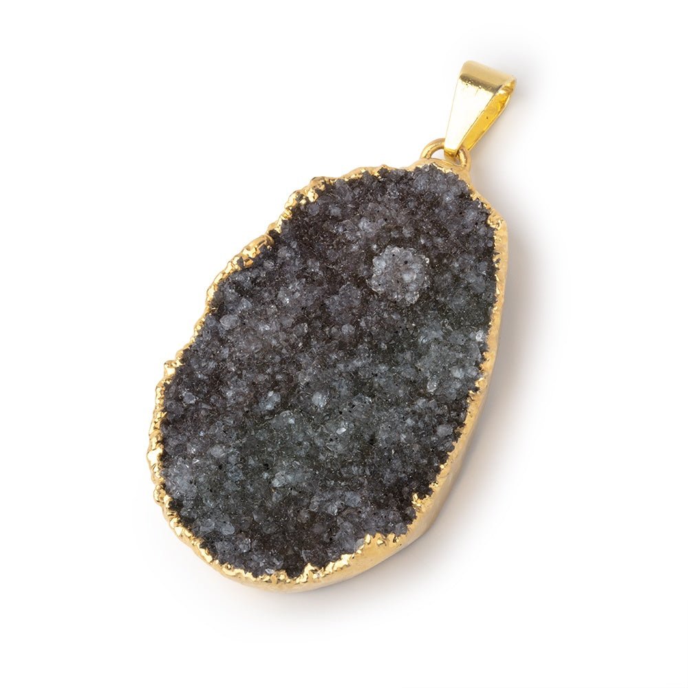 38x26mm Gold Leafed Brownish Gray Drusy Pendant 1 focal piece