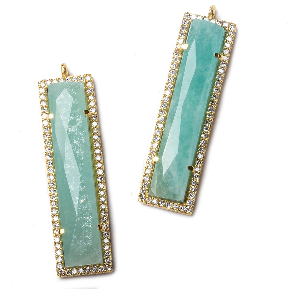 39x10.5mm Vermeil Bezel CZ and Amazonite Bar 1 ring Pendant 1 piece
