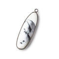 39x13mm Black Gold Bezel Dendritic Opal Plain Oval Pendant 1 piece