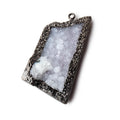39x26mm Black Gold Leafed Gray Drusy Freeform Pendant 1 piece