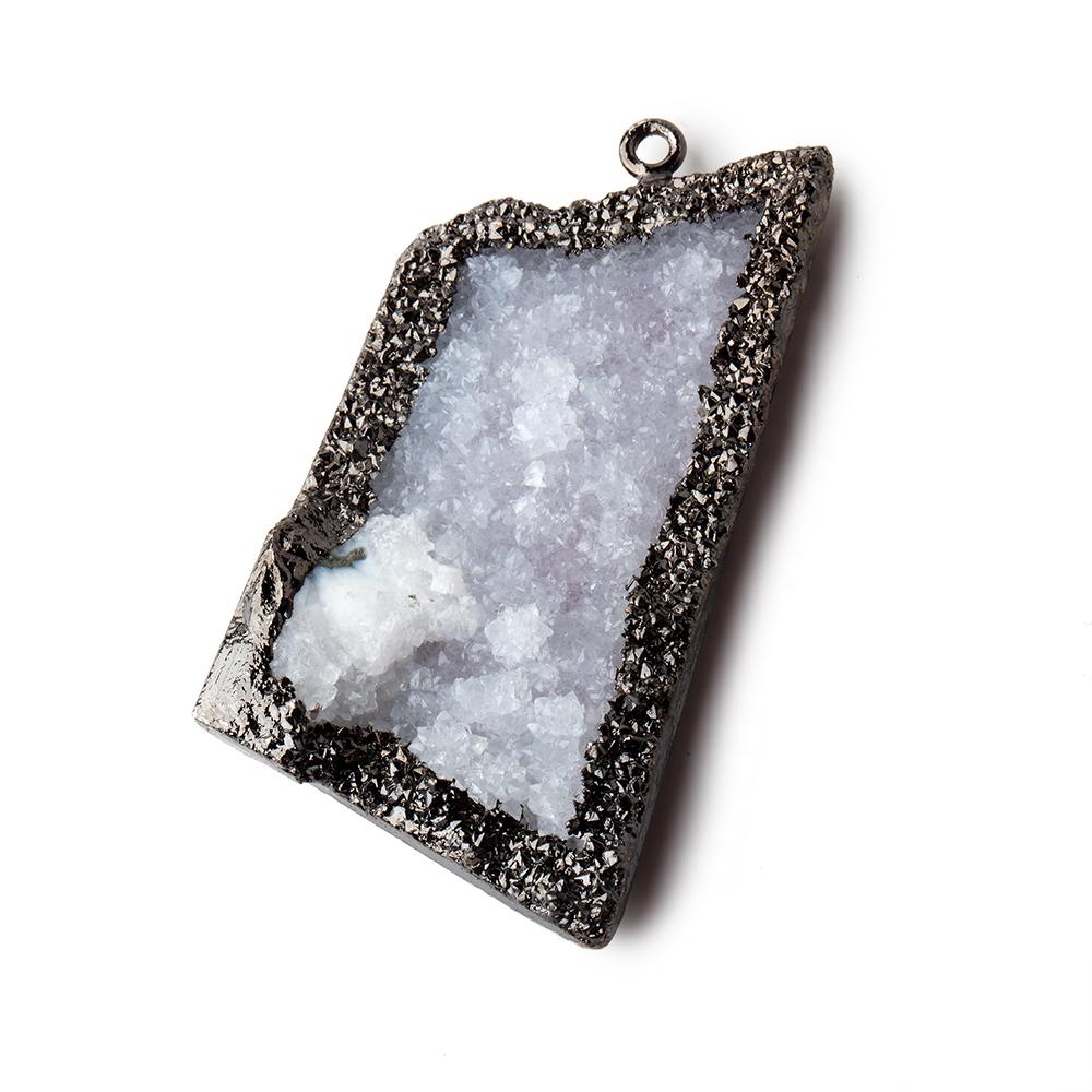 39x26mm Black Gold Leafed Gray Drusy Freeform Pendant 1 piece