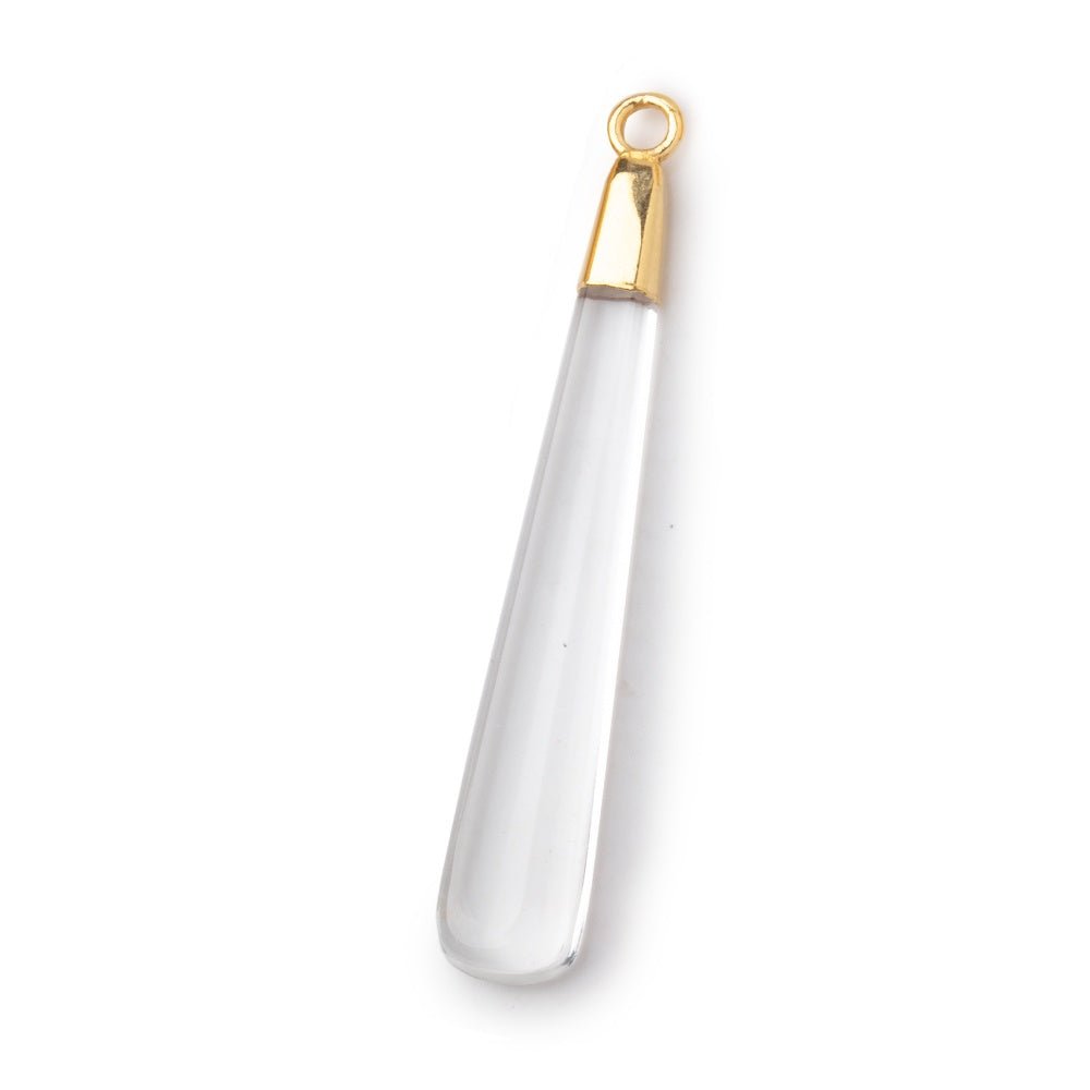 39x6mm Gold Leafed Crystal Quartz Plain Pear Pendant 1 piece