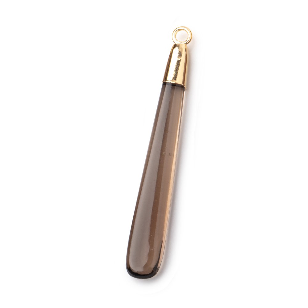 39x6mm Gold Leafed Smoky Quartz Plain Pear Pendant 1 piece