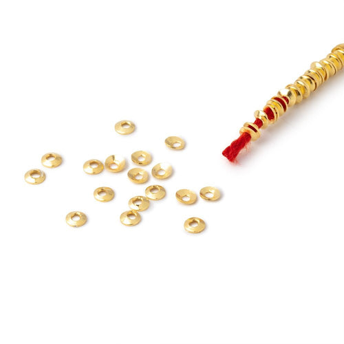 3mm 22kt Gold Plated Copper Plain Bead Cap 8 inch 380 pieces