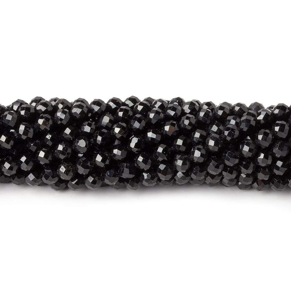 3mm Black Tourmaline micro faceted rounds 12.5 inch 100 pieces  AAA