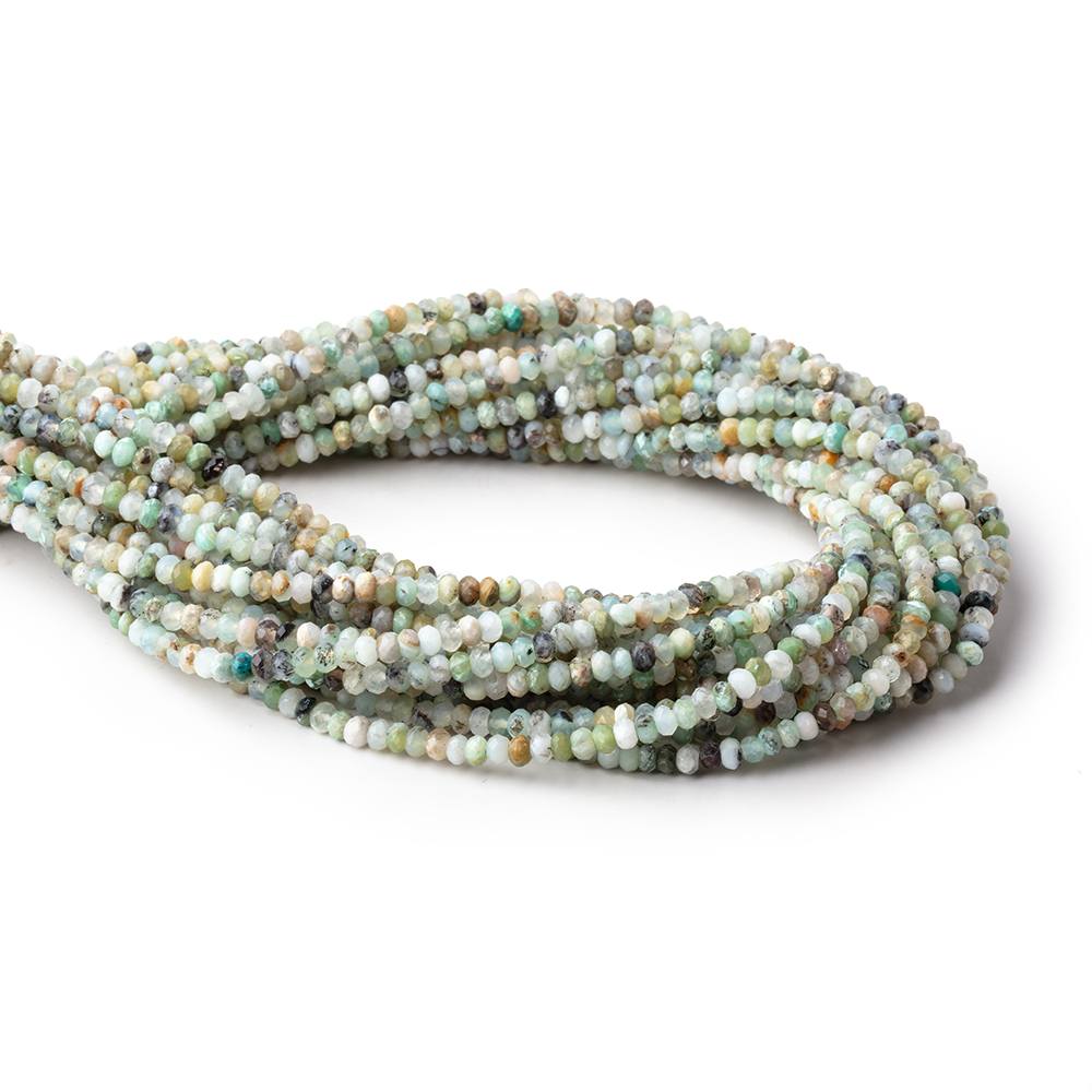 3mm Blue Peruvian Opal Micro Faceted Rondelle Beads 15.75 inch 180 pieces AA