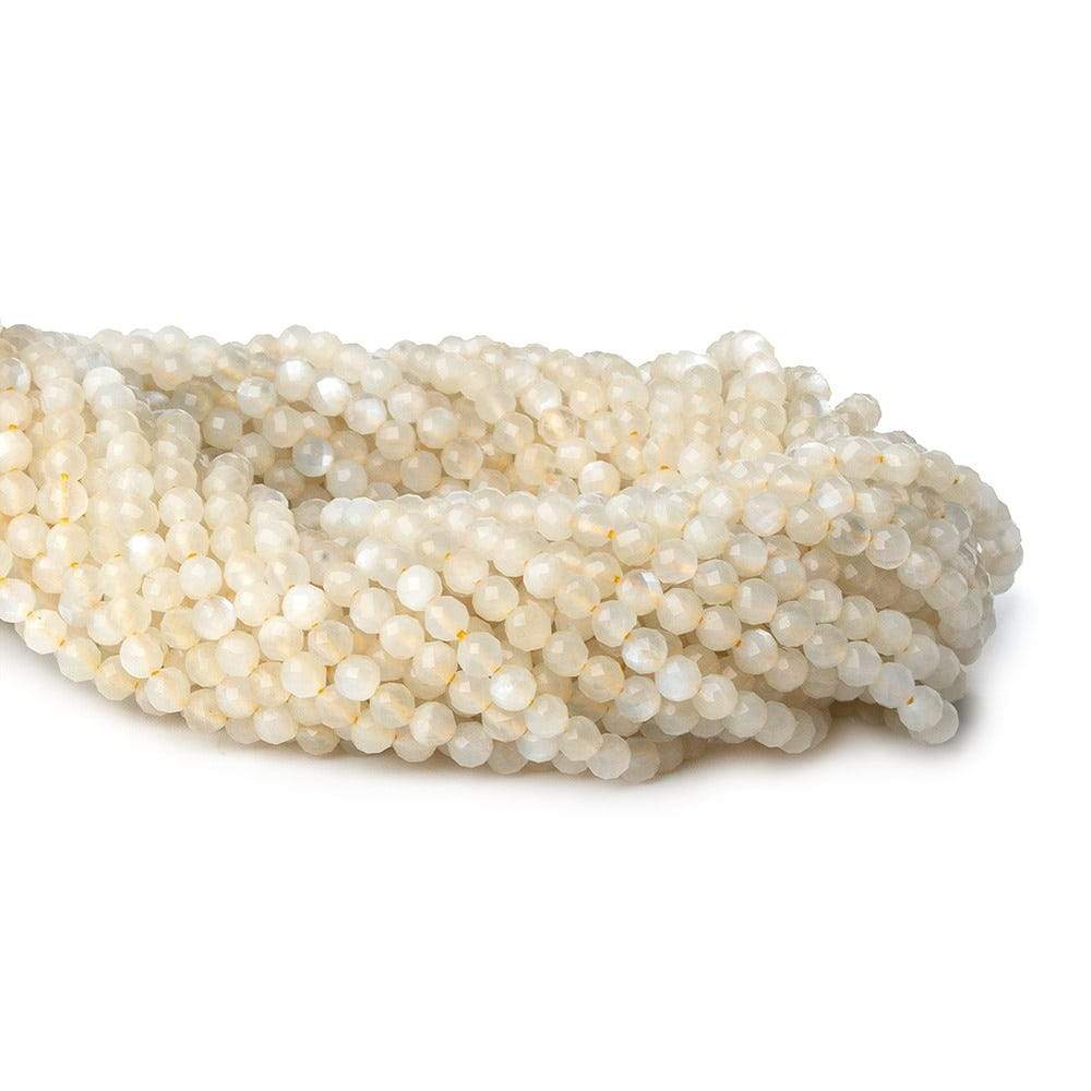 3mm Cream Moonstone microfaceted round beads 13 inch 100 pieces