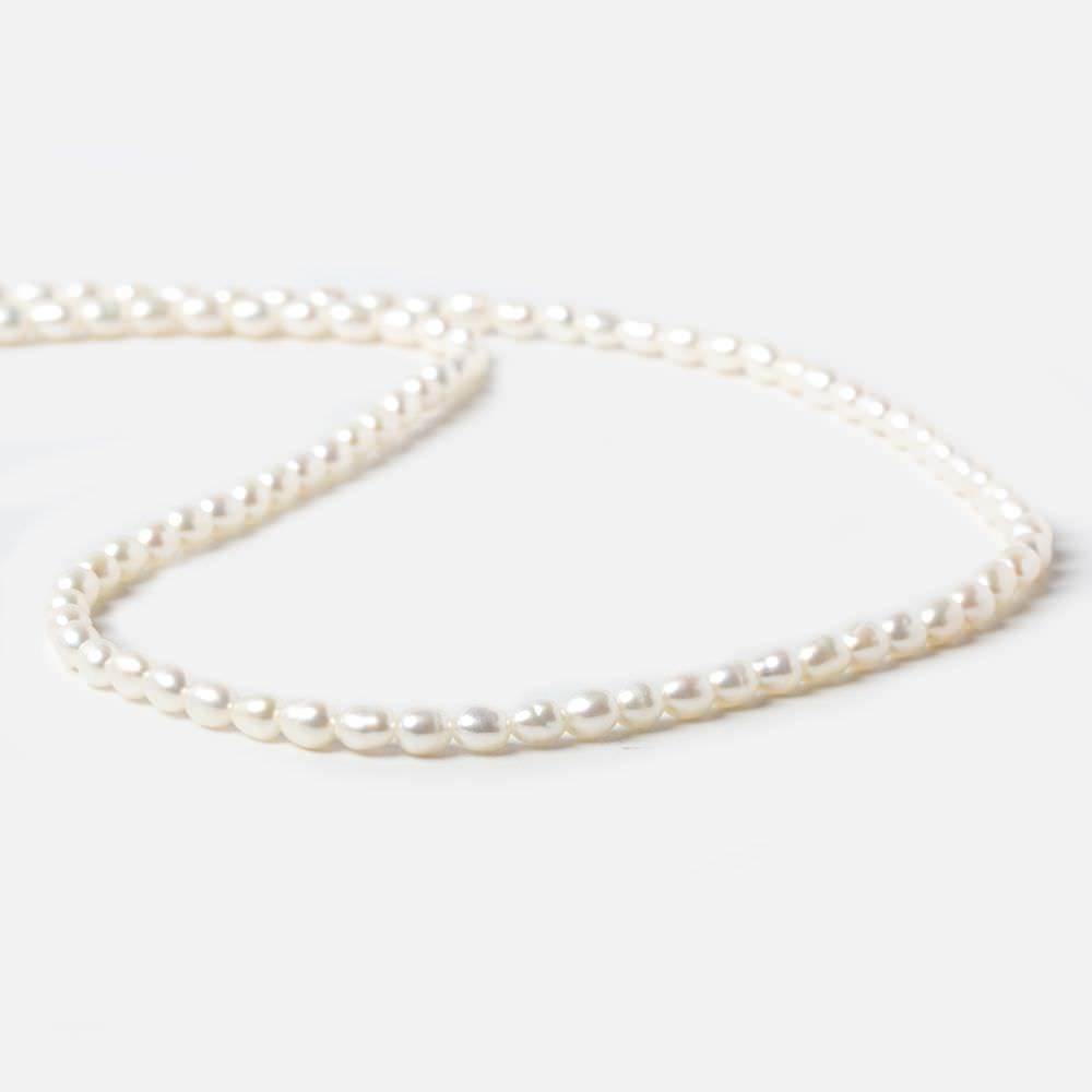 3mm Cream Straight Drilled Oval Freshwater Pearls 16 inch 117 pieces