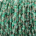 3mm Emerald Faceted Rondelle Trio on .925 Silver Chain