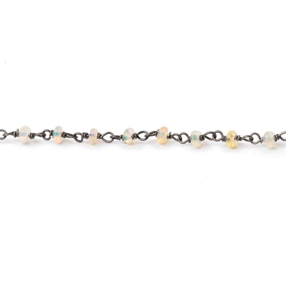 3mm Ethiopian Opal Plain Rondelles on Black Gold over .925 Chain