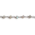 3mm Labradorite faceted rondelle Black Gold Chain by the foot 36 pieces