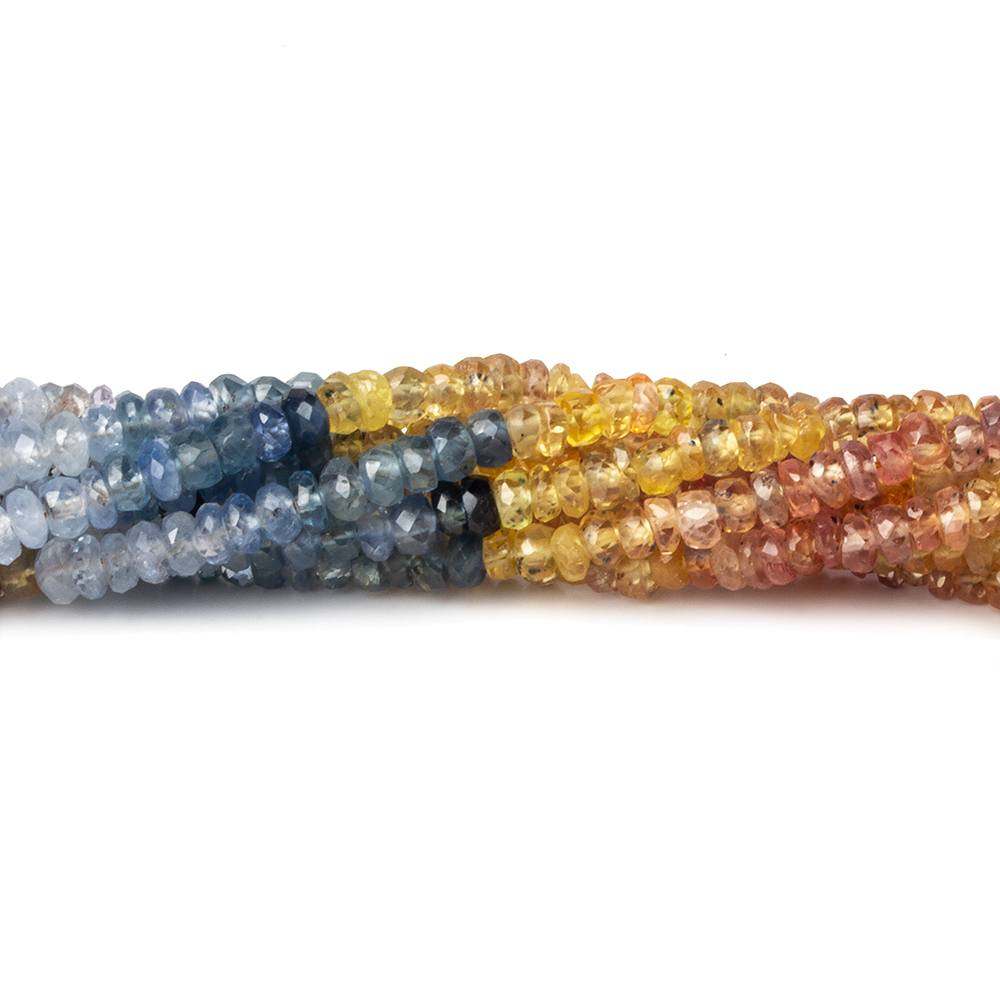 3mm Multi Color Sapphire Faceted Rondelle Beads 16.5 inch 220 pieces
