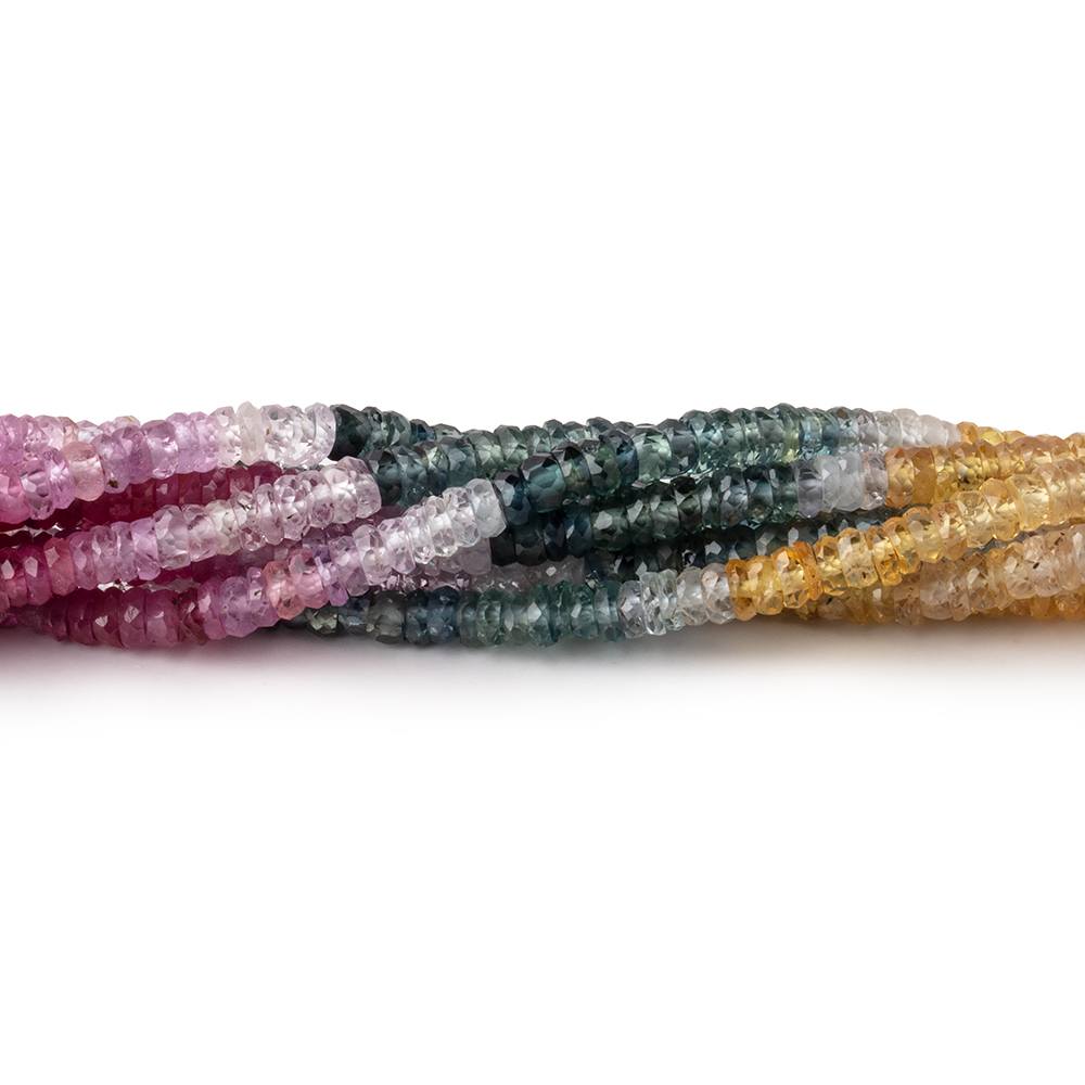 3mm Multi Color Sapphire & Ruby Faceted Heishi Beads 18 inch 245 pieces