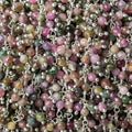 3mm Multi Color Tourmaline micro-faceted round Silver Dangling Chain by the foot