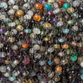3mm Multi Gemstone rondelle Black Gold plated Silver .925 Chain by the foot 45 pcs