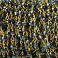 3mm Peacock Mystic Black Spinel rondelle Gold plated Chain by the foot 40pc