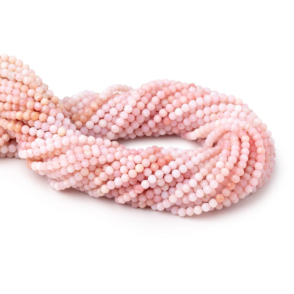 3mm Pink Peruvian Opal Micro Faceted Round Beads 12.5 inch 108 pieces