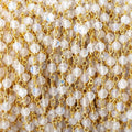 3mm Rainbow Moonstone Micro Faceted Rounds on Vermeil Chain by the Foot