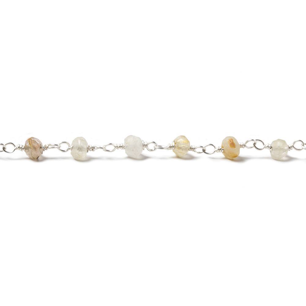 3mm Rutilated Quartz Silver plated Chain by the foot