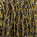 3mm Smoky Quartz Gold plated Wire Wrapped Chain