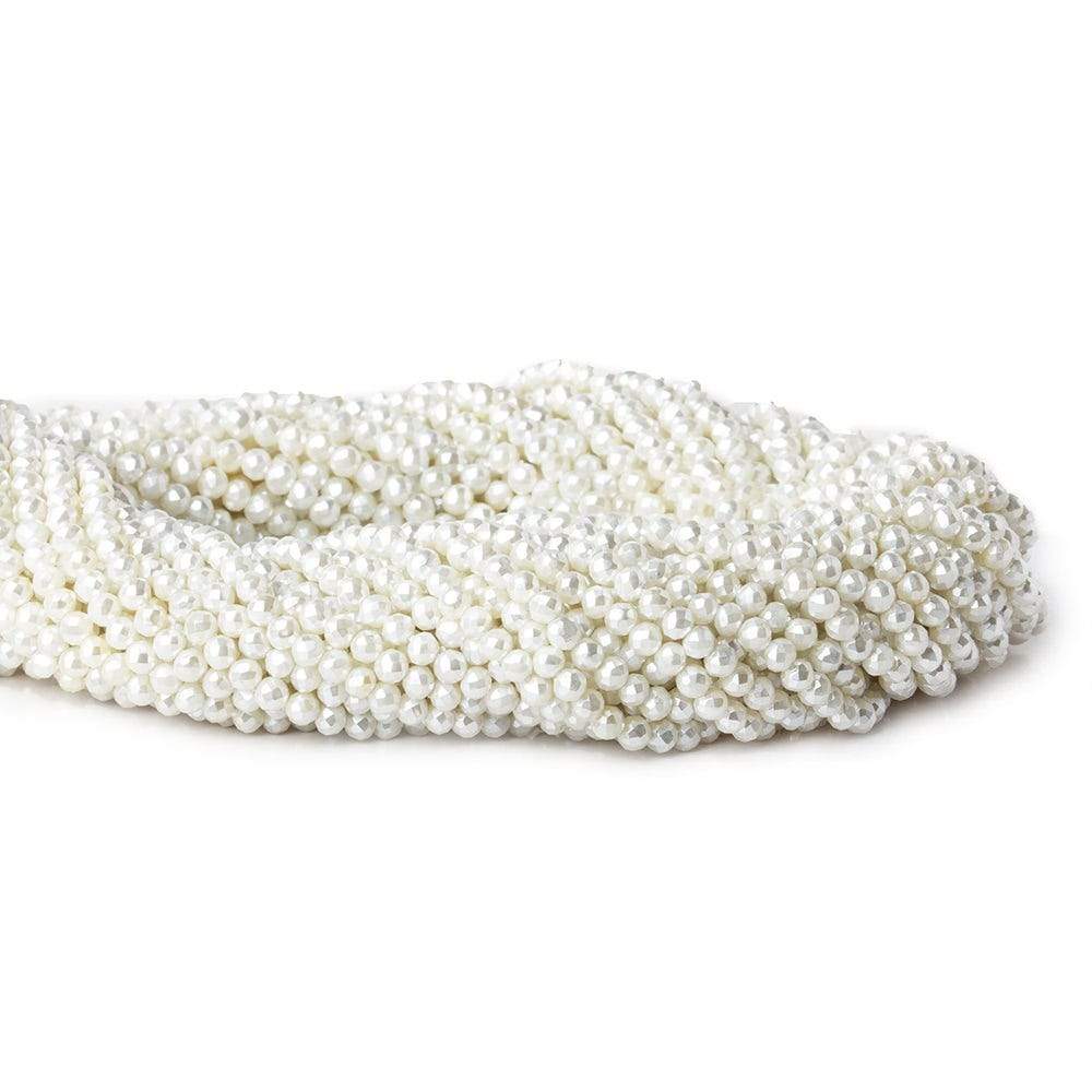 3mm Snow White Shell Pearl micro faceted round beads 13 inch 133 pieces
