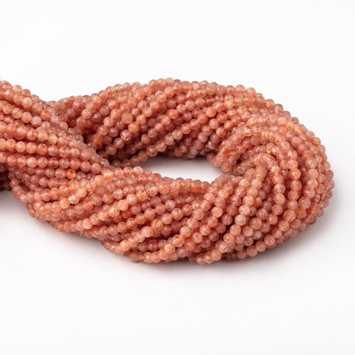3mm Sunstone Micro Faceted Round Beads 12.5 inch 112 pieces