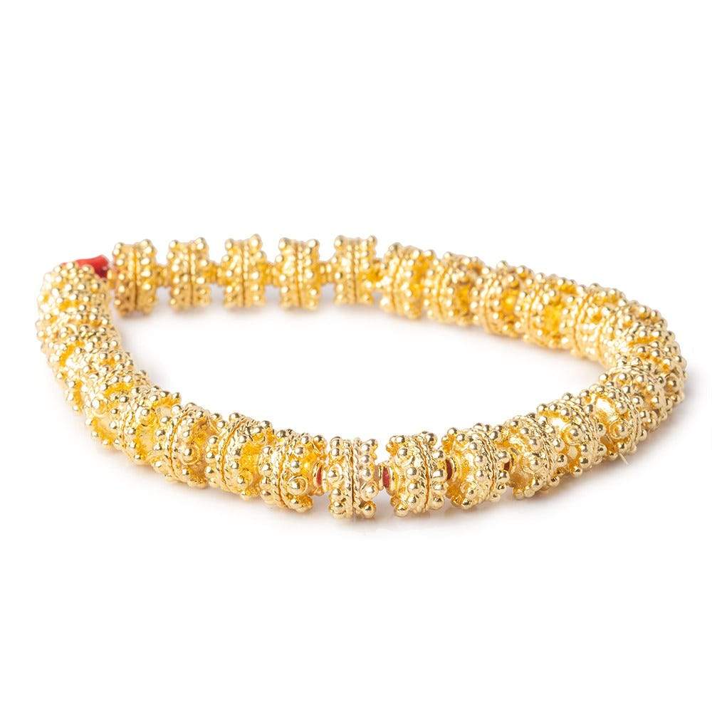 3x10mm 22kt Gold Plated Copper Bead Cap with Bali Granulated Design 8 inch 58 pieces