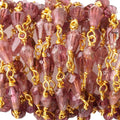 3x2-6x4mm Rubellite Tourmaline Faceted Tear Drops on Vermeil Chain by the Foot