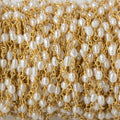 3x2mm White Rice Pearl Vermeil Chain by the foot 36 pieces