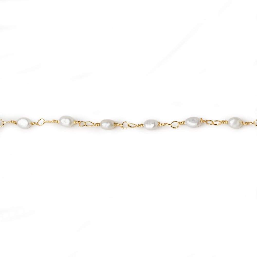 3x2mm White Rice Pearl Vermeil Chain by the foot 36 pieces