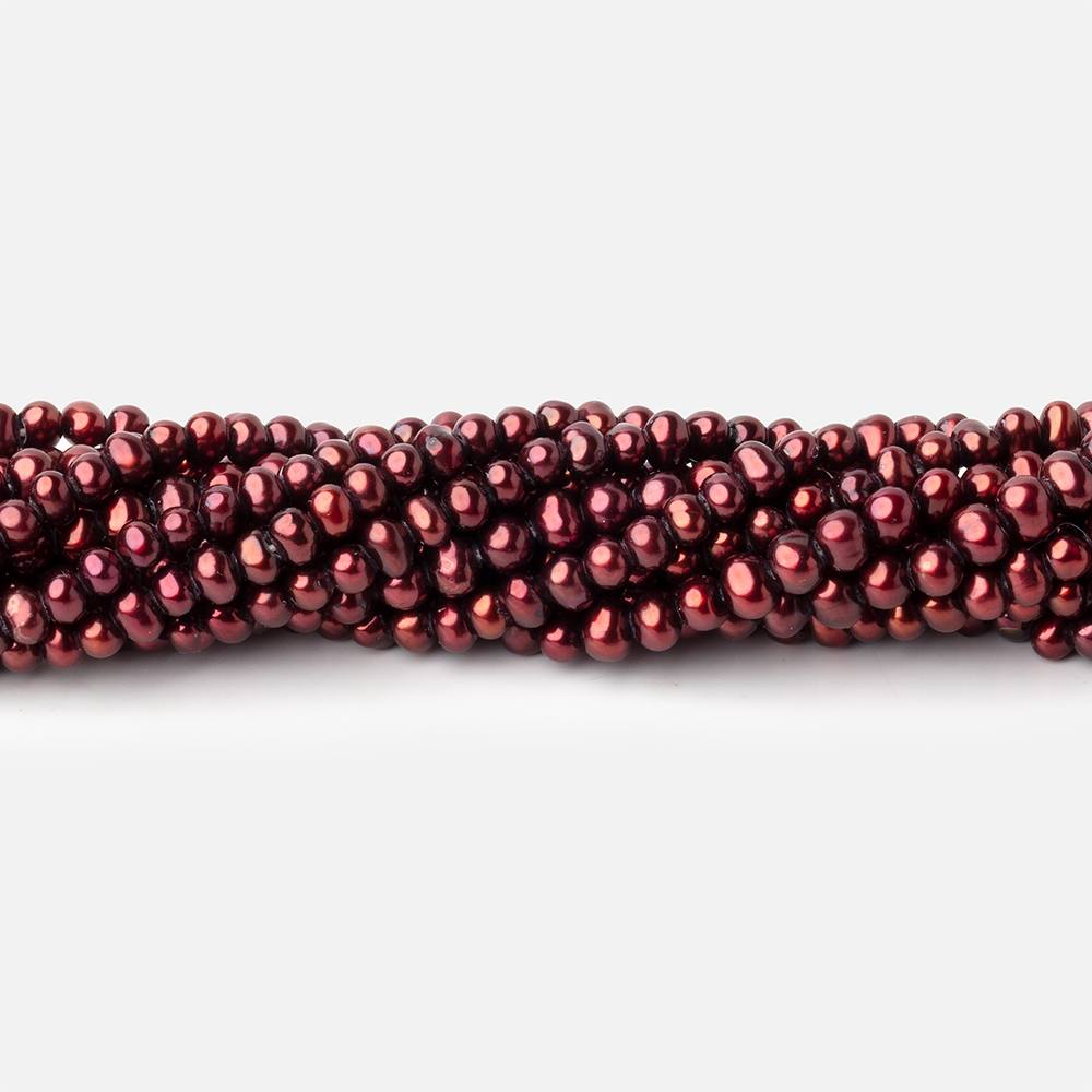 3x2mm Wine Red Off Round Freshwater Pearls 15 inch 172 pieces