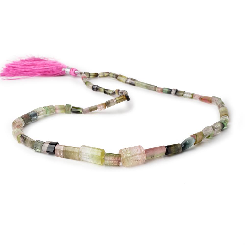 3x3-13x10mm Polychromatic Tourmaline Natural Tubes 18 inch 57 Beads AA